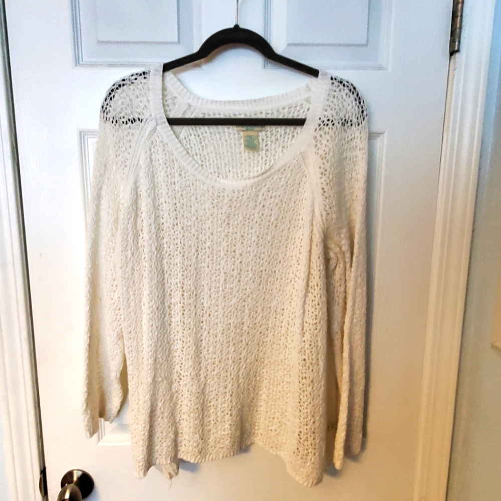 116. Caribbean Joe Woman's 2X 100% Cotton Knit See-through Sweater